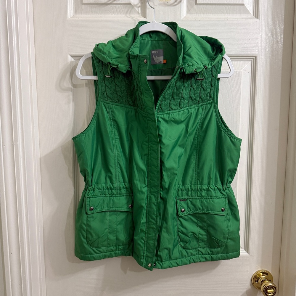Green Hooded Quilted Vest Jacket